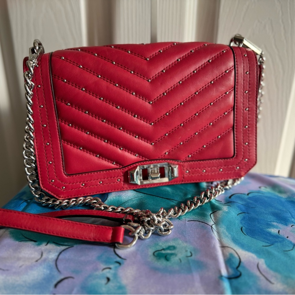 Rebecca Minkoff Red Quilted Leather Chain Shoulder Bag